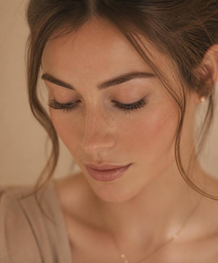 Portrait of a client with soft hybrid lash extensions